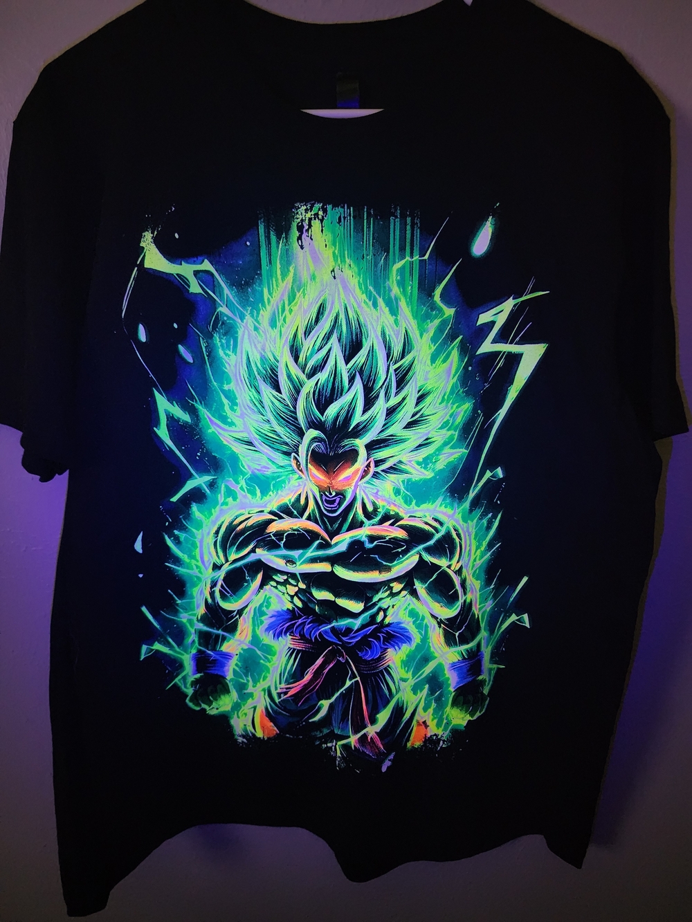 Dragon Ball Z Inspired Super Saiyan Neon Graphic T-Shirt Black Anime Tee - Picture 5 of 6